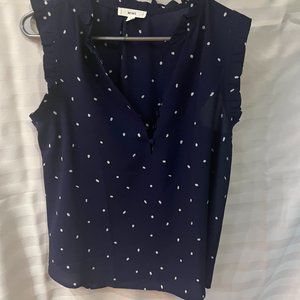 Navy Blue with White Summer Top Sleeveless
